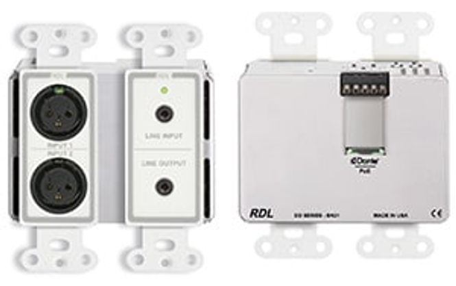 Hovedbilde RDL Dante Veggpanel 2xXLR Inn/2xMinijack Inn/2x Linje Ut Bak POE