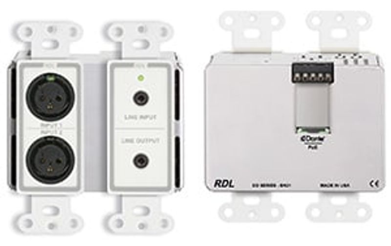 RDL Dante Veggpanel 2xXLR Inn/2xMinijack Inn/2x Linje Ut Bak POE