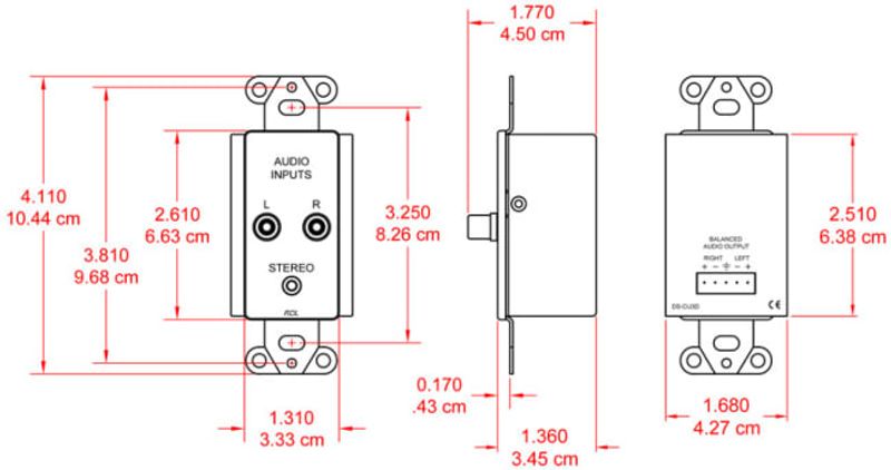RDL Termineringsplate RCA+3,5mm trafobal. Stereo, for USbox,Stål