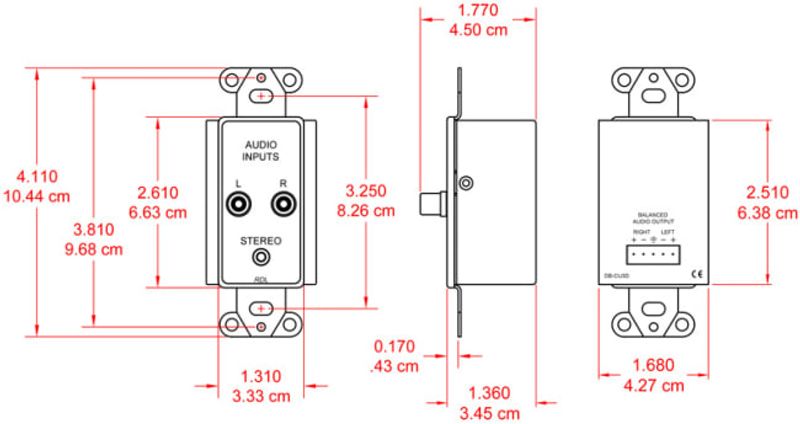 RDL Termineringsplate RCA+3,5mm trafobal. Stereo, for USbox,Sort