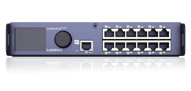 Hovedbilde Luminode 12 RJ45 ethernet til 12 x DMX på RJ45