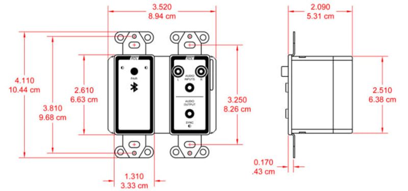 Dante veggpanel 2xRCA/minijack + Bluetooth, hvit