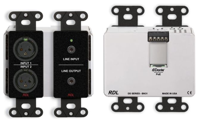 Hovedbilde Dante Veggpanel 2xXLR Inn/1xMinijack Inn og Ut POE Sort