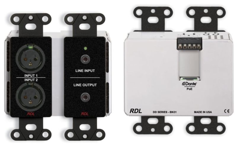 Dante Veggpanel 2xXLR Inn/1xMinijack Inn og Ut POE Sort