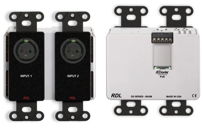 Hovedbilde Dante Veggpanel 2xXLR Inn/2x Linje Ut Bak POE Sort