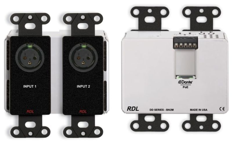 Dante Veggpanel 2xXLR Inn/2x Linje Ut Bak POE Sort