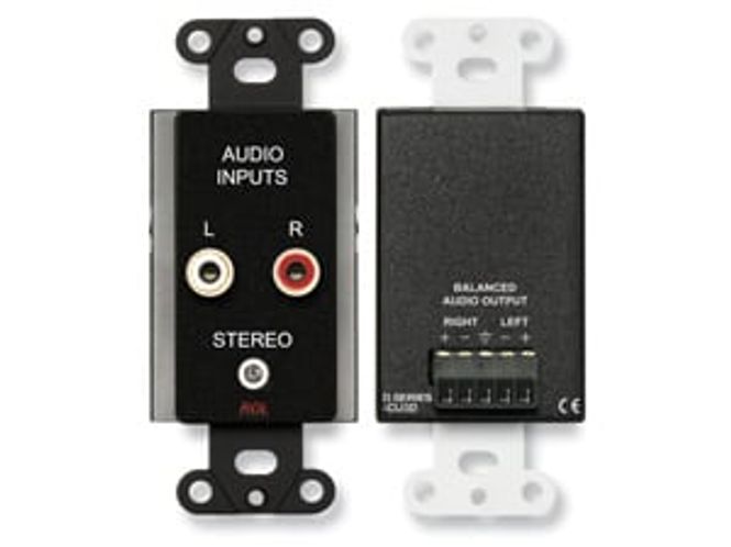 Hovedbilde RDL Termineringsplate RCA+3,5mm trafobal. Stereo, for USbox,Sort
