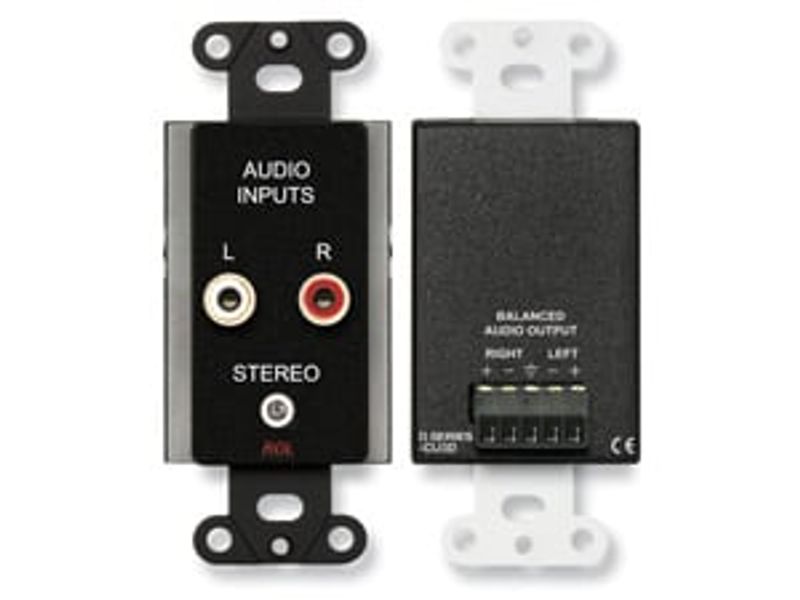 RDL Termineringsplate RCA+3,5mm trafobal. Stereo, for USbox,Sort