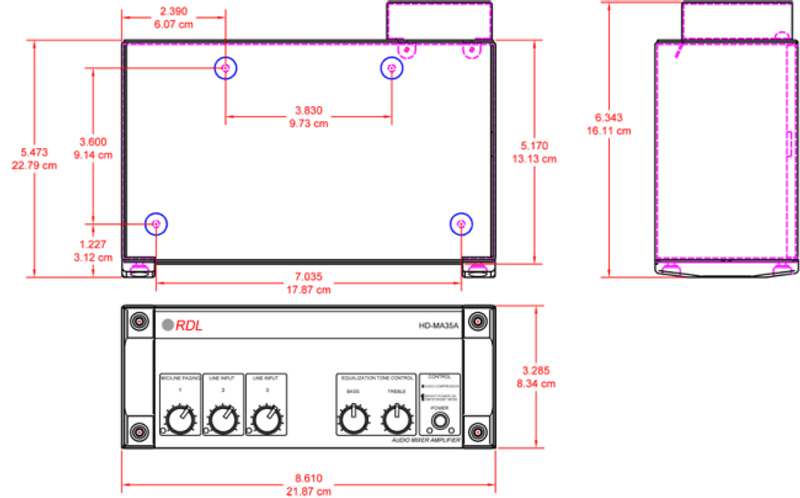 RDL Mixeforsterker 35W 3 kan 100V