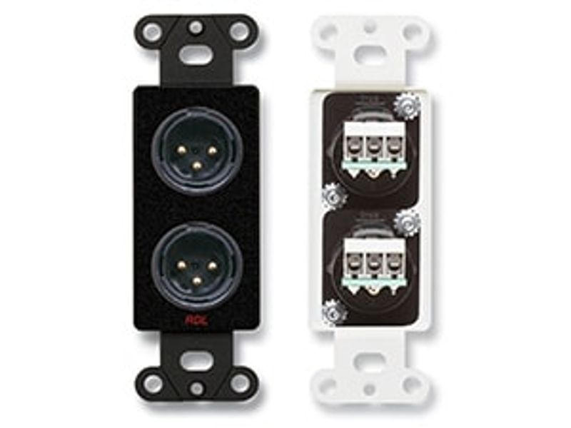 RDL Dual XLR 3-pin Male Jacks on D Plate - Solder type - Black