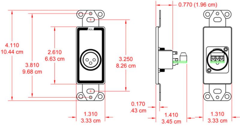 RDL Termineringsplate 1x XLR3M for US-veggboks