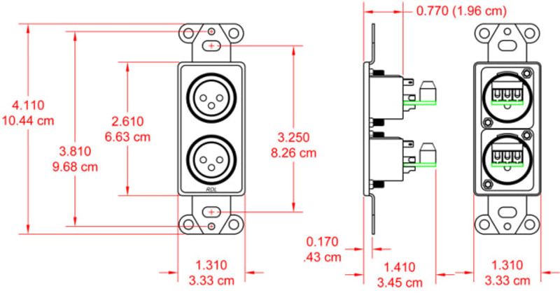 RDL Dual XLR 3-pin Female Jacks on D Plate - Solder type - Black