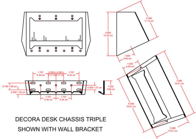 RDL Bordshassis Decora style 3-gang Sort