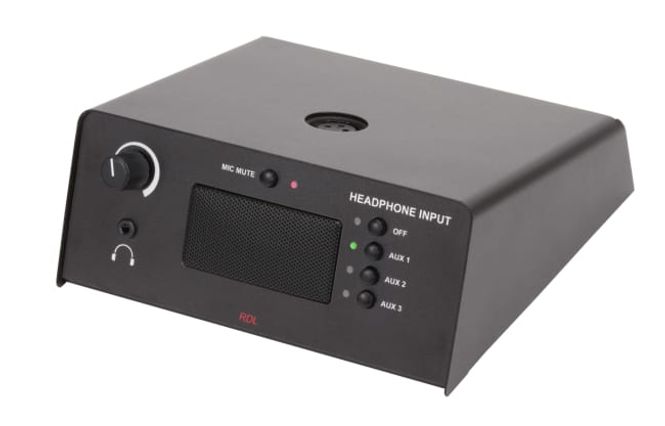 Hovedbilde Rettsalsmikrofonbase med PoE, DANTE, Headphone out, Mic in